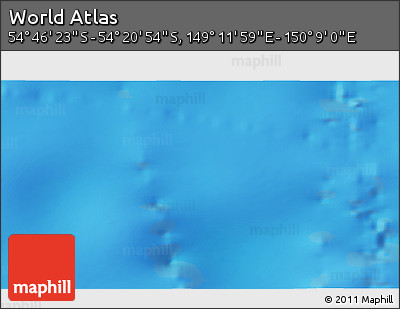 Physical 3D Map of the Area around 54° 33' 39" S, 149° 40' 30" E