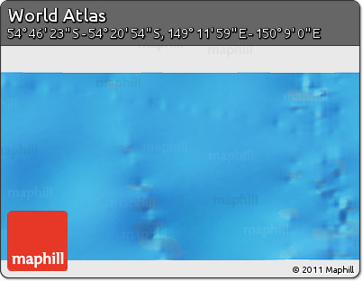 Physical 3D Map of the Area around 54° 33' 39" S, 149° 40' 30" E