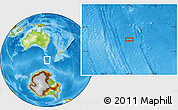 Physical Location Map of the area around 54° 33' 39" S, 149° 40' 30" E
