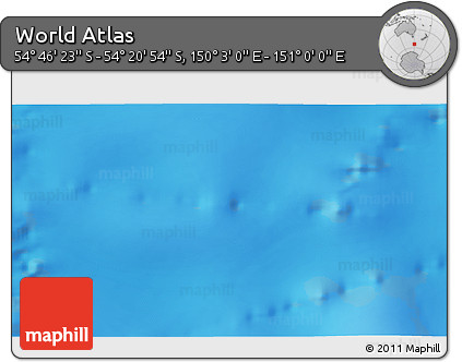 Physical 3D Map of the Area around 54° 33' 39" S, 150° 31' 30" E