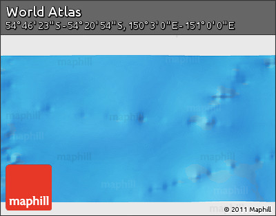 Physical 3D Map of the Area around 54° 33' 39" S, 150° 31' 30" E