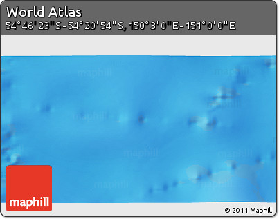 Physical 3D Map of the Area around 54° 33' 39" S, 150° 31' 30" E
