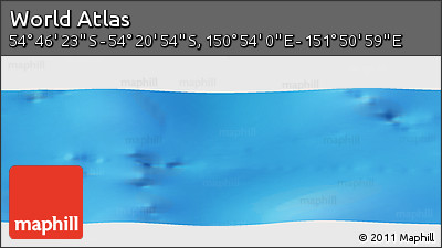 Physical Panoramic Map of the Area around 54° 33' 39" S, 151° 22' 30" E