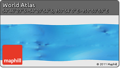 Physical Panoramic Map of the Area around 54° 33' 39" S, 151° 22' 30" E