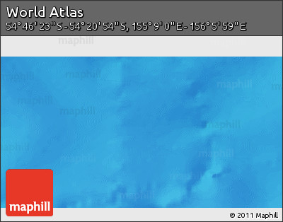 Physical 3D Map of the Area around 54° 33' 39" S, 155° 37' 30" E