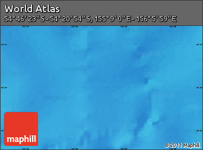 Physical Map of the Area around 54° 33' 39" S, 155° 37' 30" E