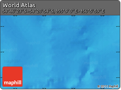 Physical Map of the Area around 54° 33' 39" S, 155° 37' 30" E
