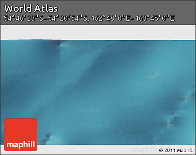 Satellite 3D Map of the Area around 54° 33' 39" S, 163° 16' 30" E