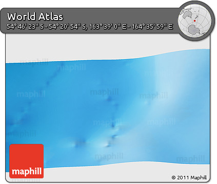Physical 3D Map of the Area around 54° 33' 39" S, 164° 7' 30" E