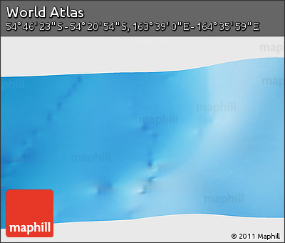 Physical 3D Map of the Area around 54° 33' 39" S, 164° 7' 30" E