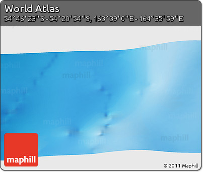 Physical 3D Map of the Area around 54° 33' 39" S, 164° 7' 30" E