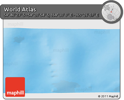 Physical 3D Map of the Area around 54° 33' 39" S, 164° 58' 29" E