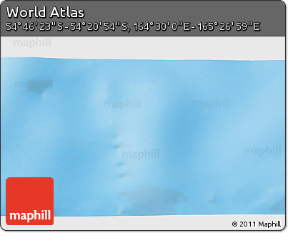 Physical 3D Map of the Area around 54° 33' 39" S, 164° 58' 29" E