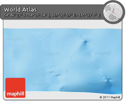 Physical 3D Map of the Area around 54° 33' 39" S, 170° 4' 29" E