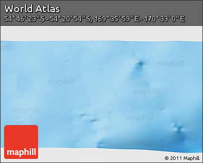 Physical 3D Map of the Area around 54° 33' 39" S, 170° 4' 29" E