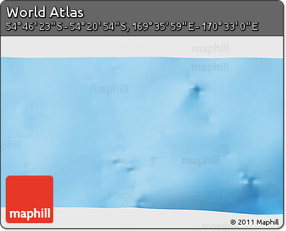 Physical 3D Map of the Area around 54° 33' 39" S, 170° 4' 29" E