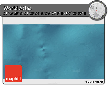 Satellite 3D Map of the Area around 54° 33' 39" S, 176° 52' 30" E
