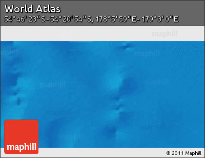 Physical 3D Map of the Area around 54° 33' 39" S, 178° 34' 29" E