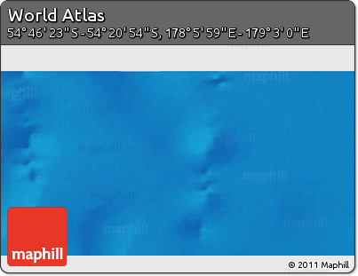 Physical 3D Map of the Area around 54° 33' 39" S, 178° 34' 29" E