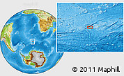 Physical Location Map of the area around 54° 33' 39" S, 1° 46' 29" E