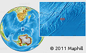 Physical Location Map of the area around 54° 33' 39" S, 28° 7' 30" E