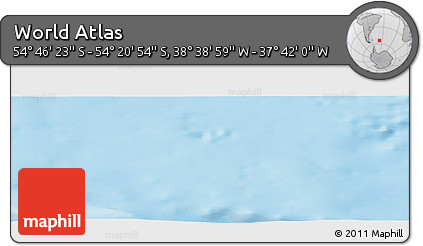 Physical Panoramic Map of the Area around 54° 33' 39" S, 38° 10' 29" W