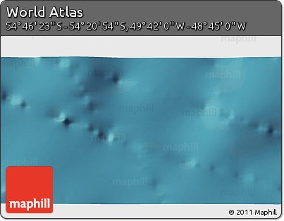 Satellite 3D Map of the Area around 54° 33' 39" S, 49° 13' 30" W