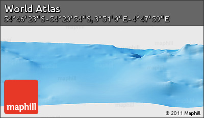 Physical Panoramic Map of the Area around 54° 33' 39" S, 4° 19' 30" E