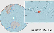 Gray Location Map of the area around 54° 33' 39" S, 51° 55' 29" E, hill shading