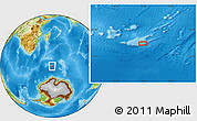 Physical Location Map of the area around 54° 33' 39" S, 51° 55' 29" E