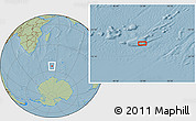 Savanna Style Location Map of the area around 54° 33' 39" S, 51° 55' 29" E, hill shading
