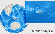 Shaded Relief Location Map of the area around 54° 33' 39" S, 51° 55' 29" E