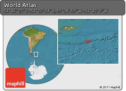 Satellite Location Map of the Area around 54° 33' 39" S, 55° 10' 29" W