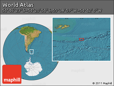Satellite Location Map of the Area around 54° 33' 39" S, 55° 10' 29" W