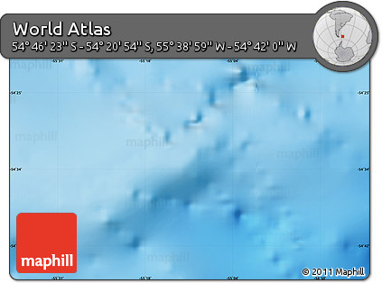 Physical Map of the Area around 54° 33' 39" S, 55° 10' 29" W