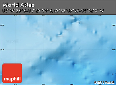 Physical Map of the Area around 54° 33' 39" S, 55° 10' 29" W