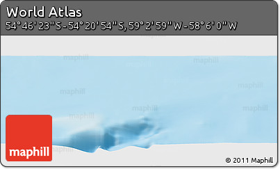 Physical Panoramic Map of the Area around 54° 33' 39" S, 58° 34' 30" W