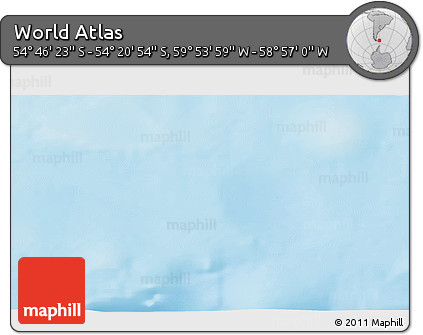 Physical 3D Map of the Area around 54° 33' 39" S, 59° 25' 29" W