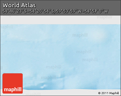 Physical 3D Map of the Area around 54° 33' 39" S, 59° 25' 29" W