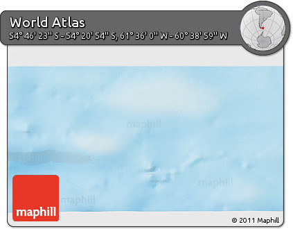 Physical 3D Map of the Area around 54° 33' 39" S, 61° 7' 30" W