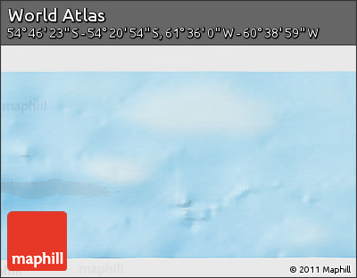 Physical 3D Map of the Area around 54° 33' 39" S, 61° 7' 30" W