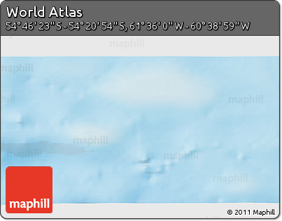 Physical 3D Map of the Area around 54° 33' 39" S, 61° 7' 30" W