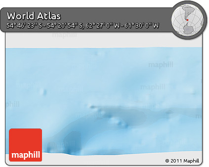 Physical 3D Map of the Area around 54° 33' 39" S, 61° 58' 30" W