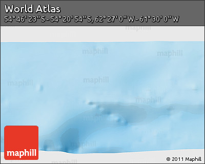 Physical 3D Map of the Area around 54° 33' 39" S, 61° 58' 30" W