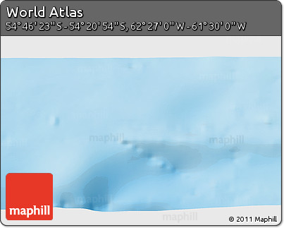 Physical 3D Map of the Area around 54° 33' 39" S, 61° 58' 30" W