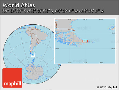 Gray Location Map of the Area around 54° 33' 39" S, 66° 13' 29" W