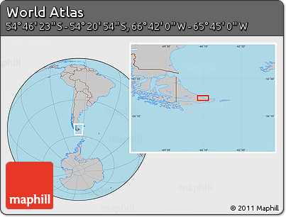 Gray Location Map of the Area around 54° 33' 39" S, 66° 13' 29" W