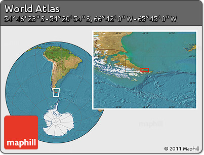 Satellite Location Map of the Area around 54° 33' 39" S, 66° 13' 29" W
