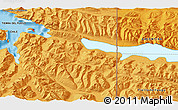 Political 3D Map of the area around 54° 33' 39" S, 68° 46' 30" W