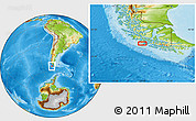 Physical Location Map of the area around 54° 33' 39" S, 72° 10' 30" W